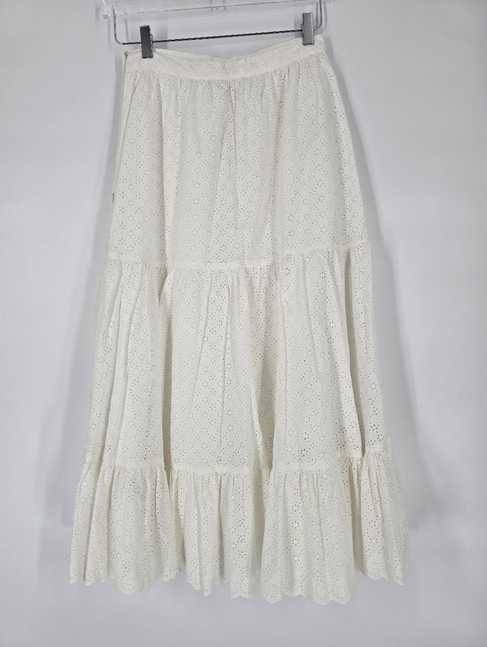 Ulla Johnson White Eyelet Layered Midi Skirt Size 2 - Picture 5 of 8